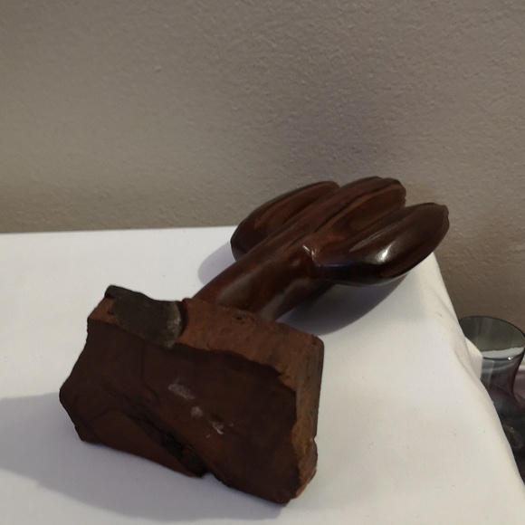 Beautiful & Unique Well-made Hand-carved Brown Wood Cactus Sculpture 9" Tall - Picture 5 of 6